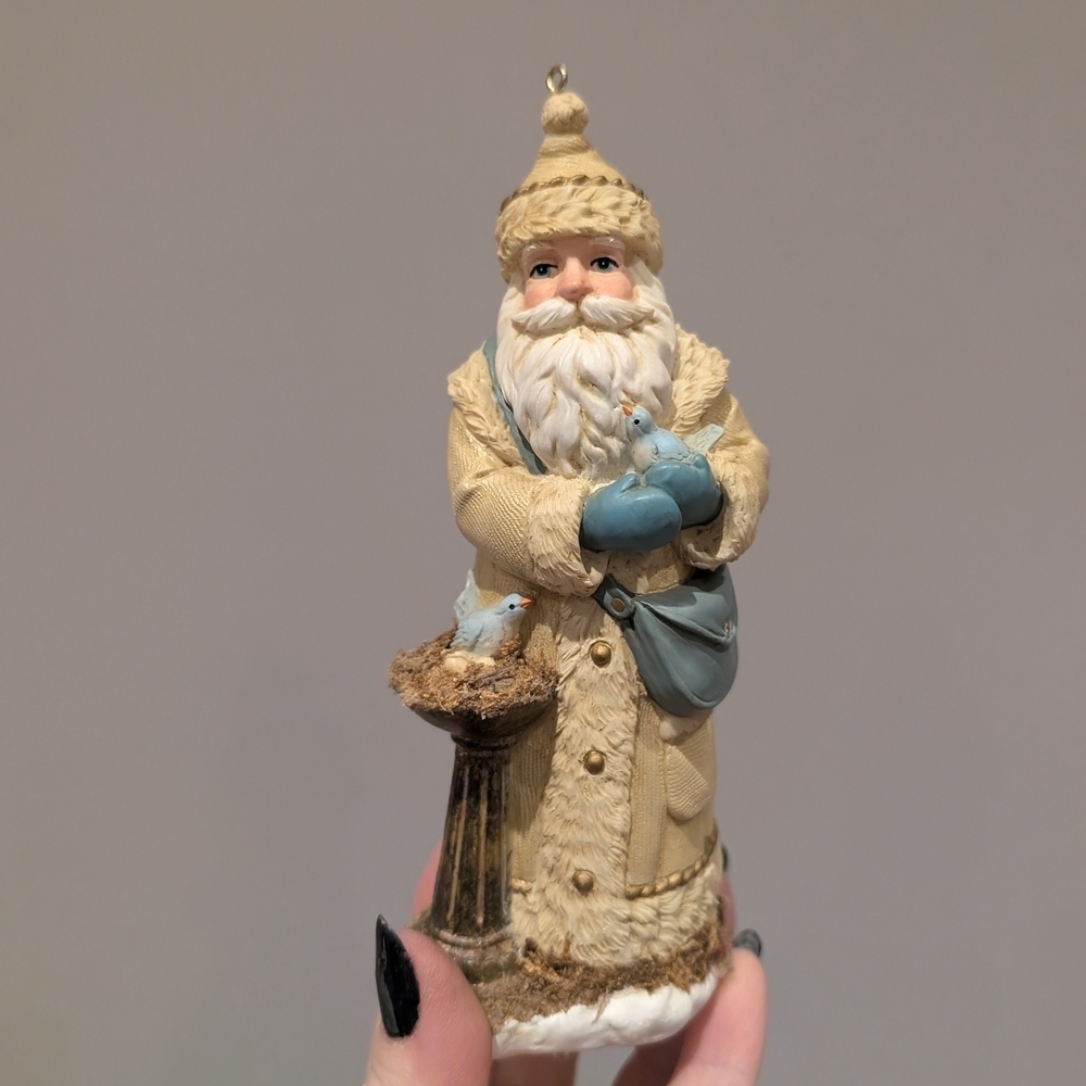 Santa Claus Figurine with Blue Birds